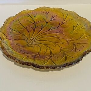 Vintage Indiana Glass Company Carnival Marigold Leaf Hostess Plate